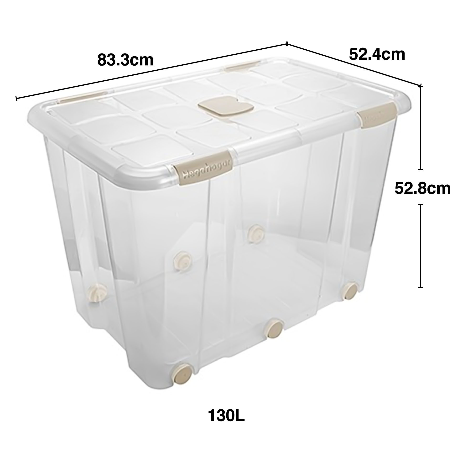 Caixa Arrumos New Box com Fechos e Rodas Incolor / Bege