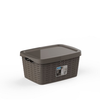 Cesto Multiusos Bamboo com Tampa Sand 35L 54X36X26cm