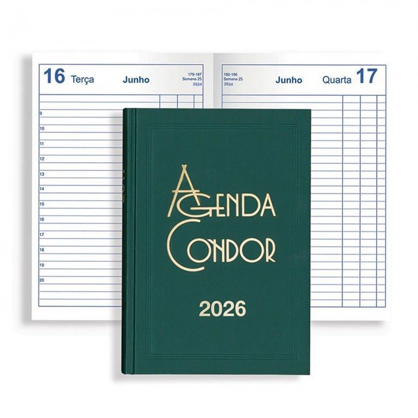 Agenda Diária Escritório 2026 Condor Verde14X21cm Agenda Diária Escritório 2026 Condor Verde14X21cm