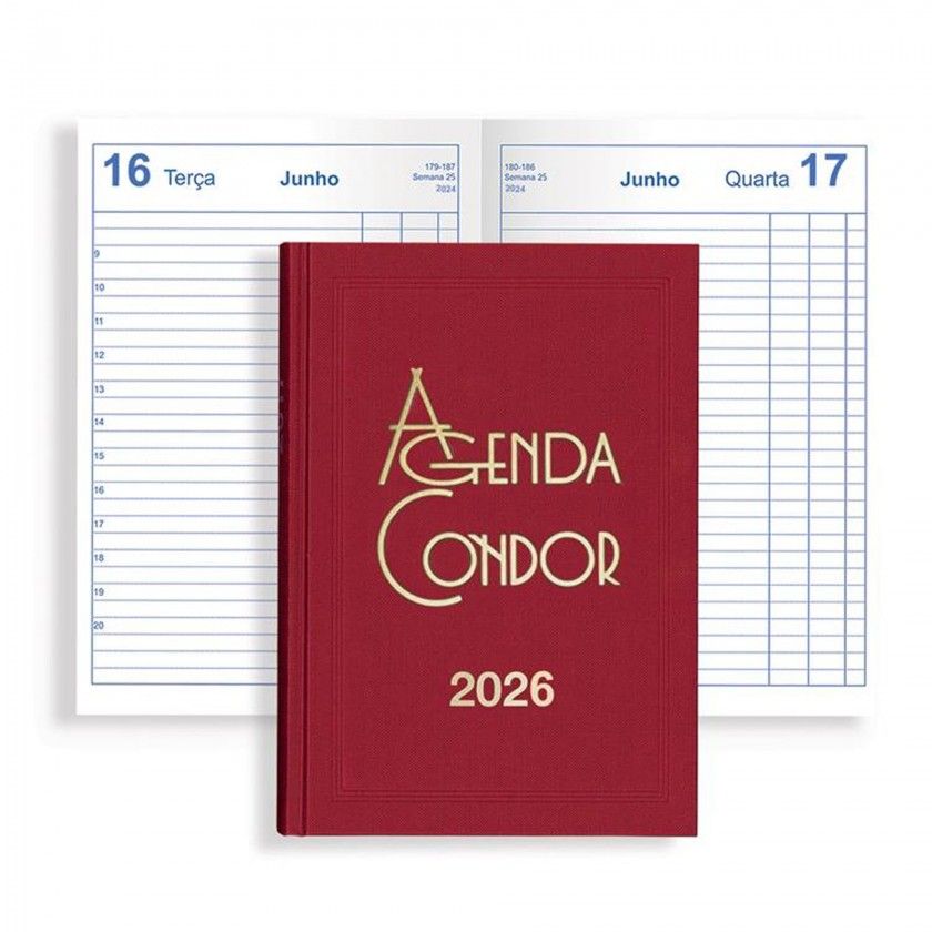 Agenda Diária Escritório 2026 Condor Vermelho 14X21cm Agenda Diária Escritório 2026 Condor Vermelho 14X21cm