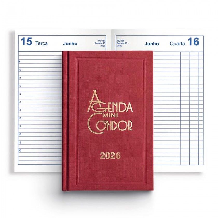 Agenda Diária 2026 Mini Condor Vermelho 10X16cm Agenda Diária 2026 Mini Condor Vermelho 10X16cm