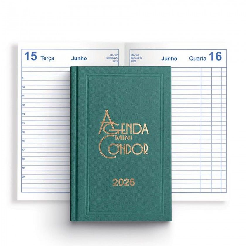 Agenda Diária 2026 Mini Condor Verde 10X16cm Agenda Diária 2026 Mini Condor Verde 10X16cm