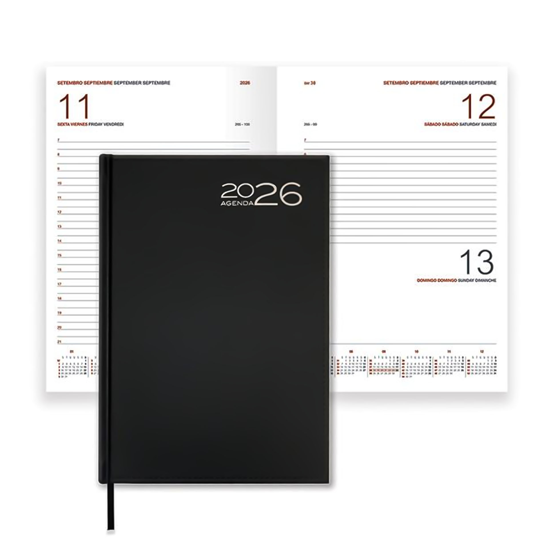 Agenda Diária 2026 Orion Preto 14X21cm