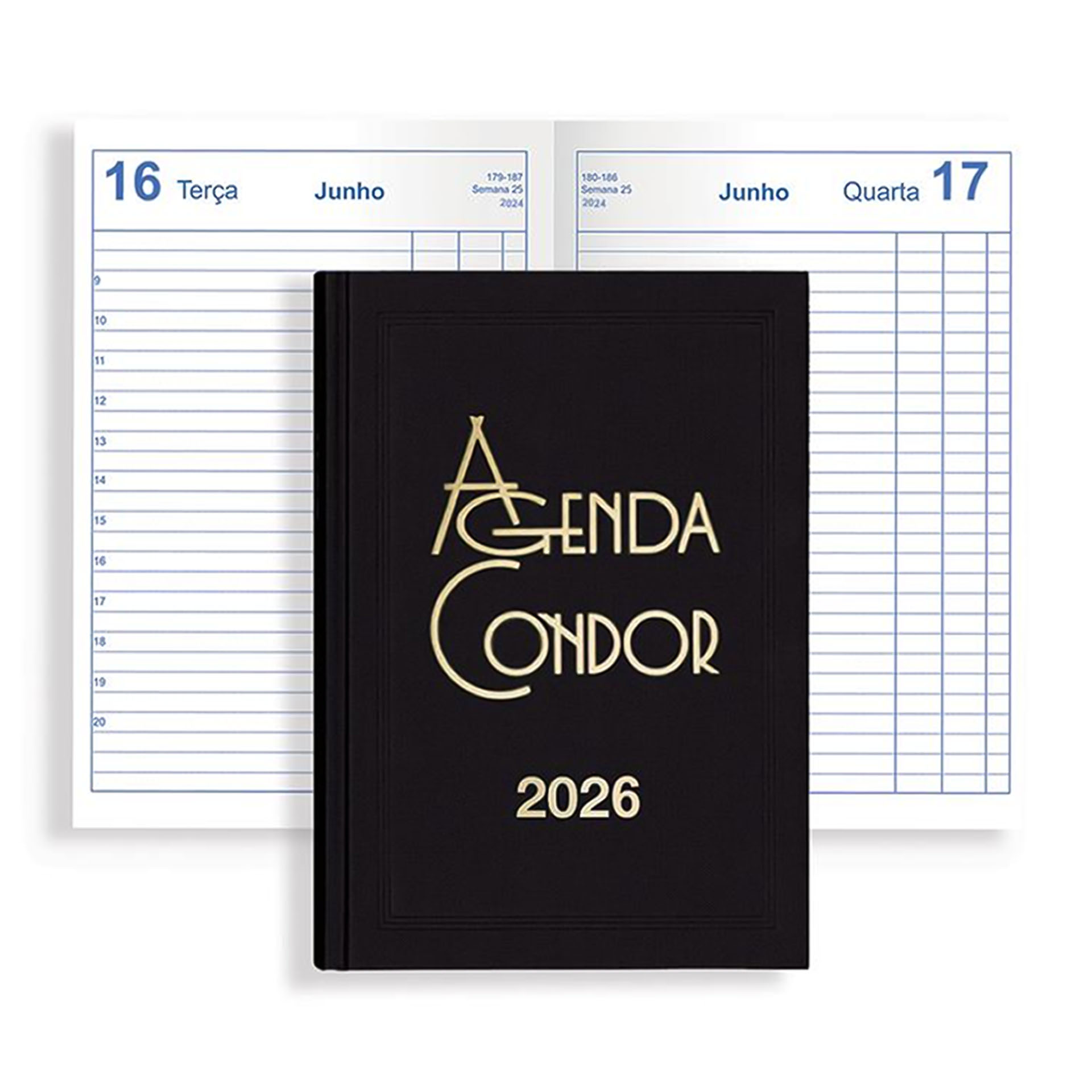 Agenda Diária Escritório 2026 Condor Preto 14X21cm
