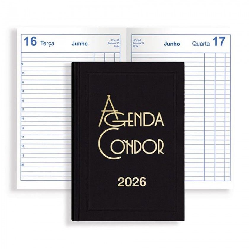 Agenda Diária Escritório 2026 Condor Preto 14X21cm Agenda Diária Escritório 2026 Condor Preto 14X21cm