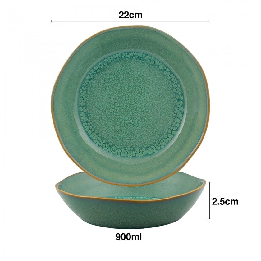 Prato Sopa Jade Gemstone 900ml 22X2.5cm Prato Sopa Jade Gemstone 900ml 22X2.5cm