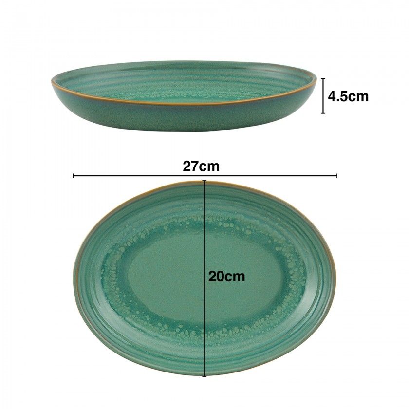 Travessa Jade Gemstone Oval 27X20X4.5cm