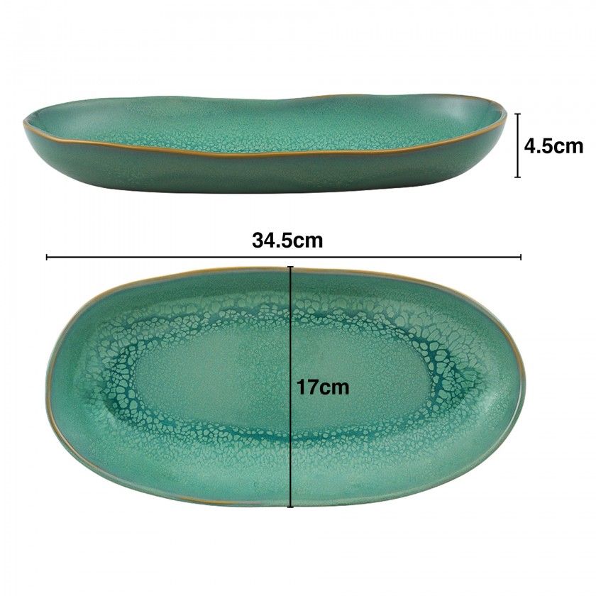 Travessa Jade Gemstone Oval 34.5X17X4.5cm