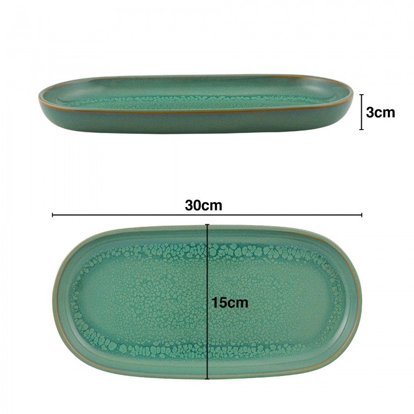 Travessa Jade Gemstone Oval 30X15X3cm