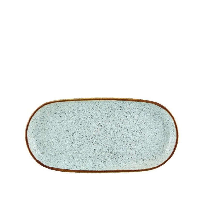 Travessa Rustic Blend Oval Turquesa 30X15X3cm