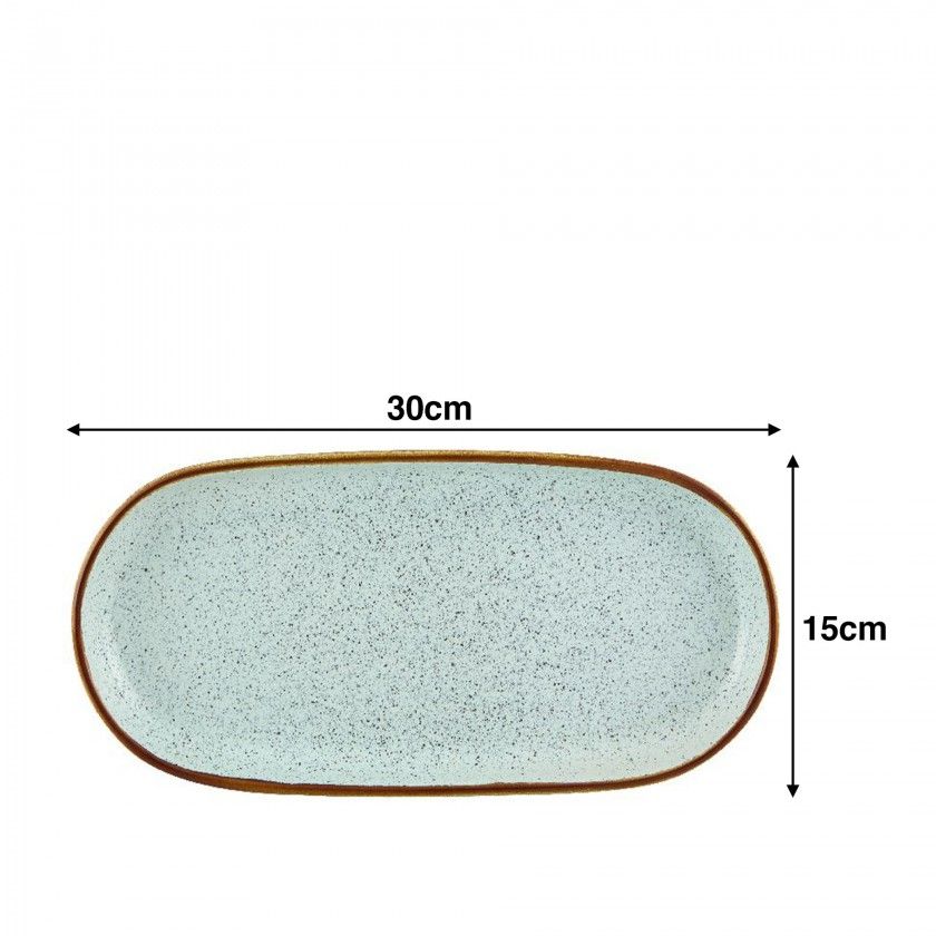 Travessa Rustic Blend Oval Turquesa 30X15X3cm Travessa Rustic Blend Oval Turquesa 30X15X3cm