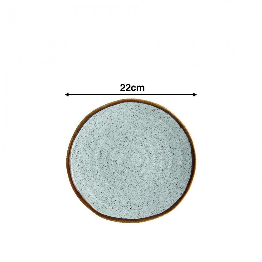Prato Sobremesa Rustic Blend Turquesa 22X2.5cm
