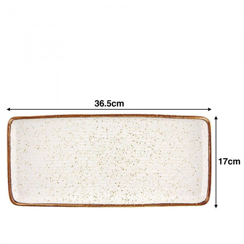 Travessa Rustic Blend Branco 36.5X17X3cm Travessa Rustic Blend Branco 36.5X17X3cm