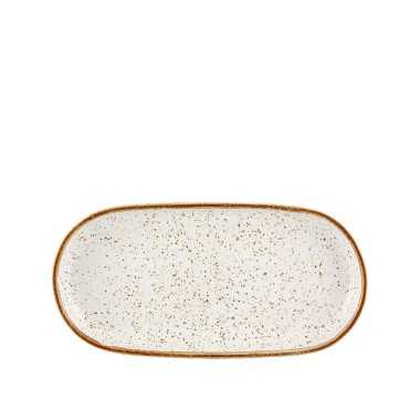 Travessa Rustic Blend Oval Branco 30X15X3cm