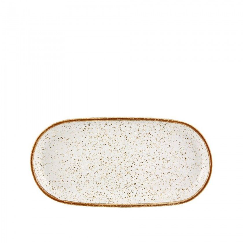 Travessa Rustic Blend Oval Branco 30X15X3cm