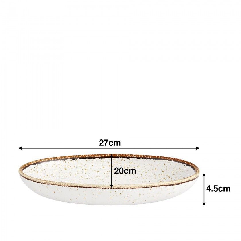 Travessa Rustic Blend Oval Branco 27X20X4.5cm Travessa Rustic Blend Oval Branco 27X20X4.5cm