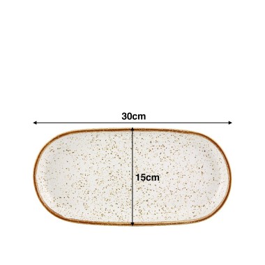 Travessa Rustic Blend Oval Branco 30X15X3cm
