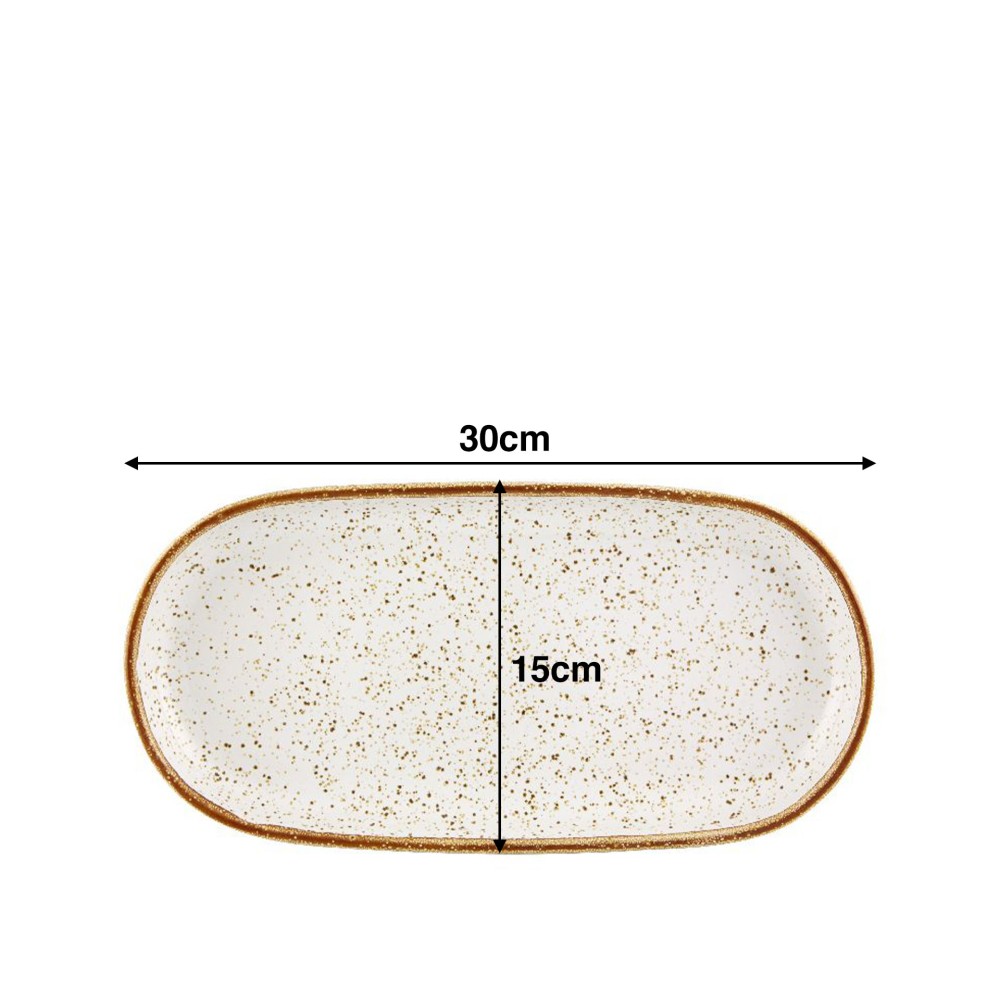 Travessa Rustic Blend Oval Branco 30X15X3cm