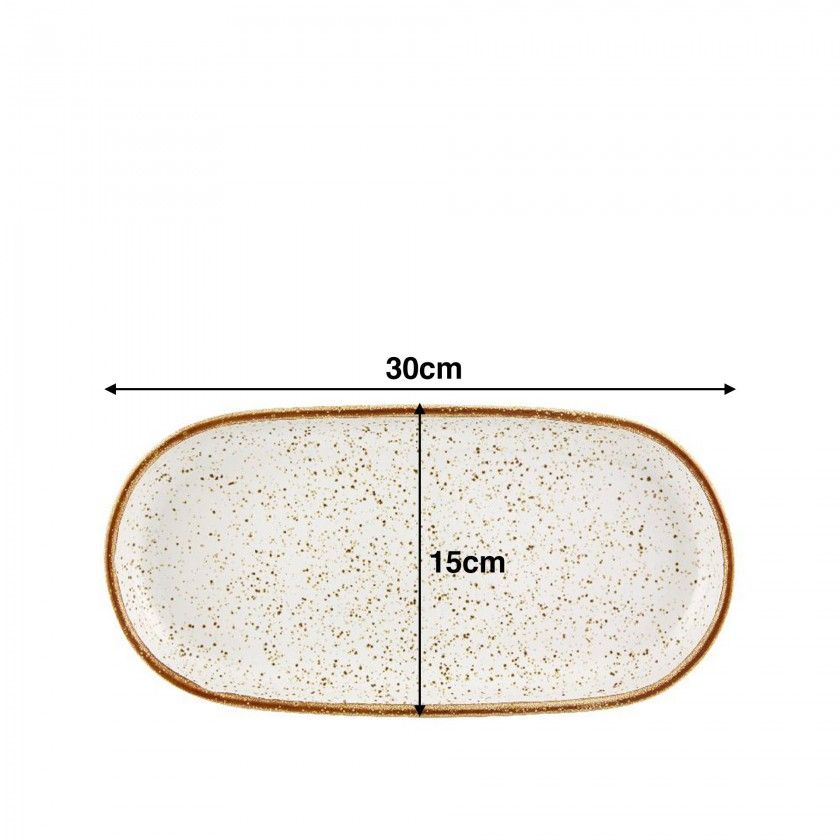 Travessa Rustic Blend Oval Branco 30X15X3cm Travessa Rustic Blend Oval Branco 30X15X3cm