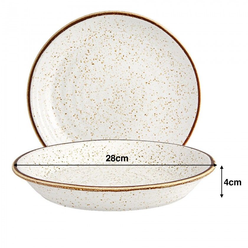 Prato Fundo Rustic Blend Branco 900ml 28X4cm Prato Fundo Rustic Blend Branco 900ml 28X4cm
