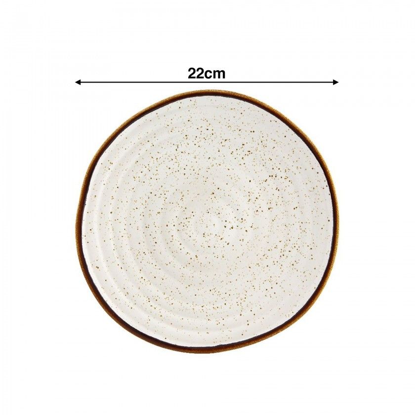 Prato Sobremesa Rustic Blend Branco 22X2.5cm