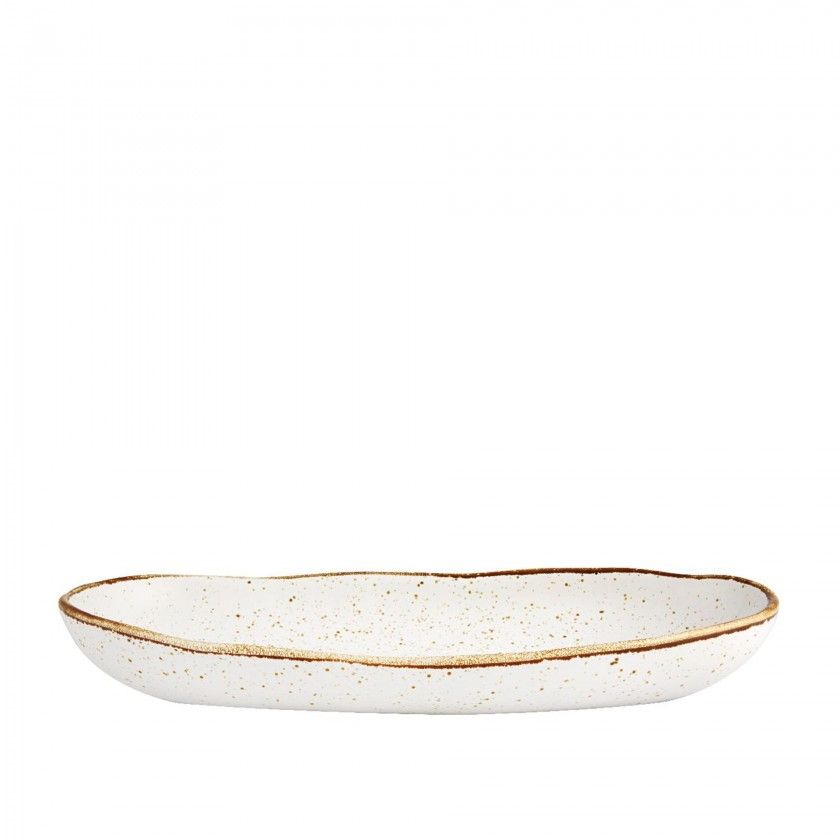 Travessa Rustic Blend Oval Branco 34.5X17X4.5cm
