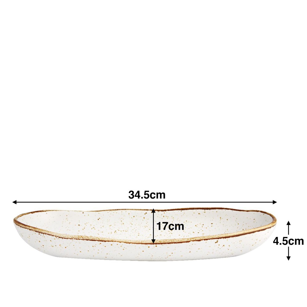 Travessa Rustic Blend Oval Branco 34.5X17X4.5cm