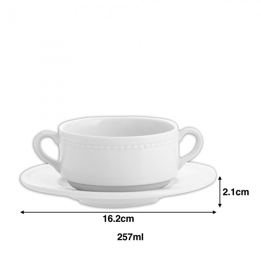 Chávena Consomé Perla com Pires 257ml 16.2X2.1cm Chávena Consomé Perla com Pires 257ml 16.2X2.1cm