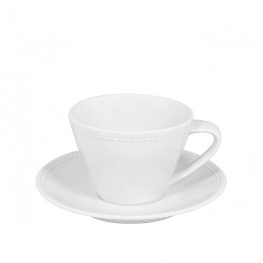 Chvena Pequeno Almoo Perla com Pires Lisa 334ml 17.2X2.4cm