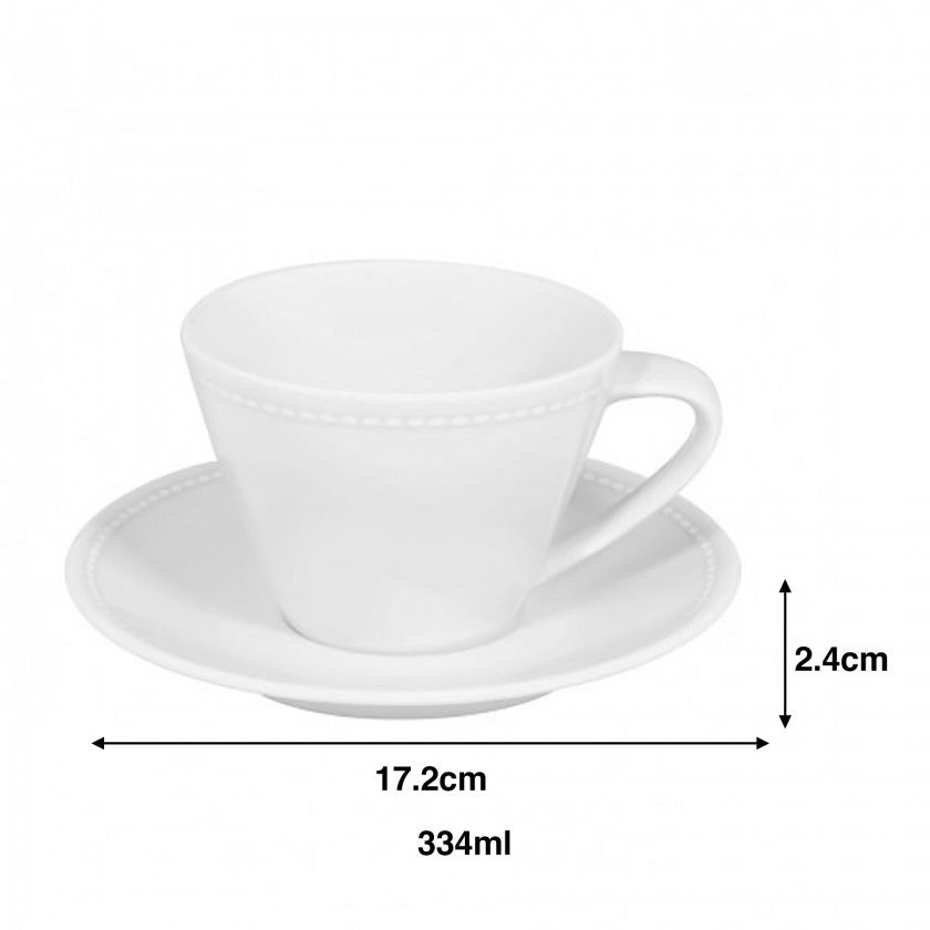 Chávena Pequeno Almoço Perla com Pires Lisa 334ml 17.2X2.4cm Chávena Pequeno Almoço Perla com Pires Lisa 334ml 17.2X2.4cm