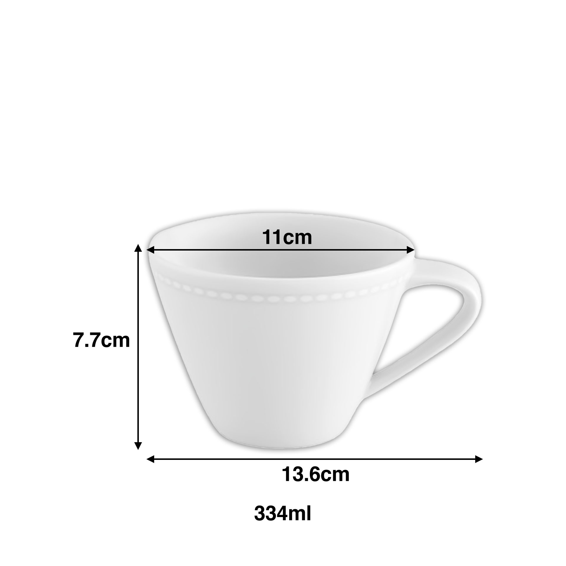 Chávena Pequeno Almoço Perla Lisa 334ml 13.6X11X7.7cm