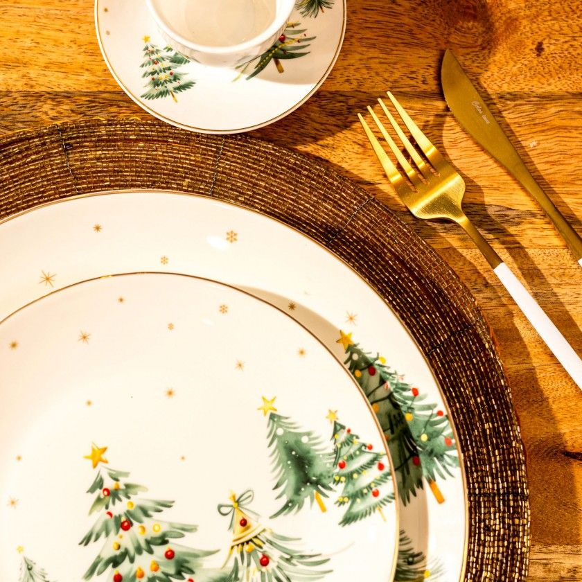 Serviço Jantar Porcelana Pinheiros 18 Peças 49X13X28cm Serviço Jantar Porcelana Pinheiros 18 Peças 49X13X28cm