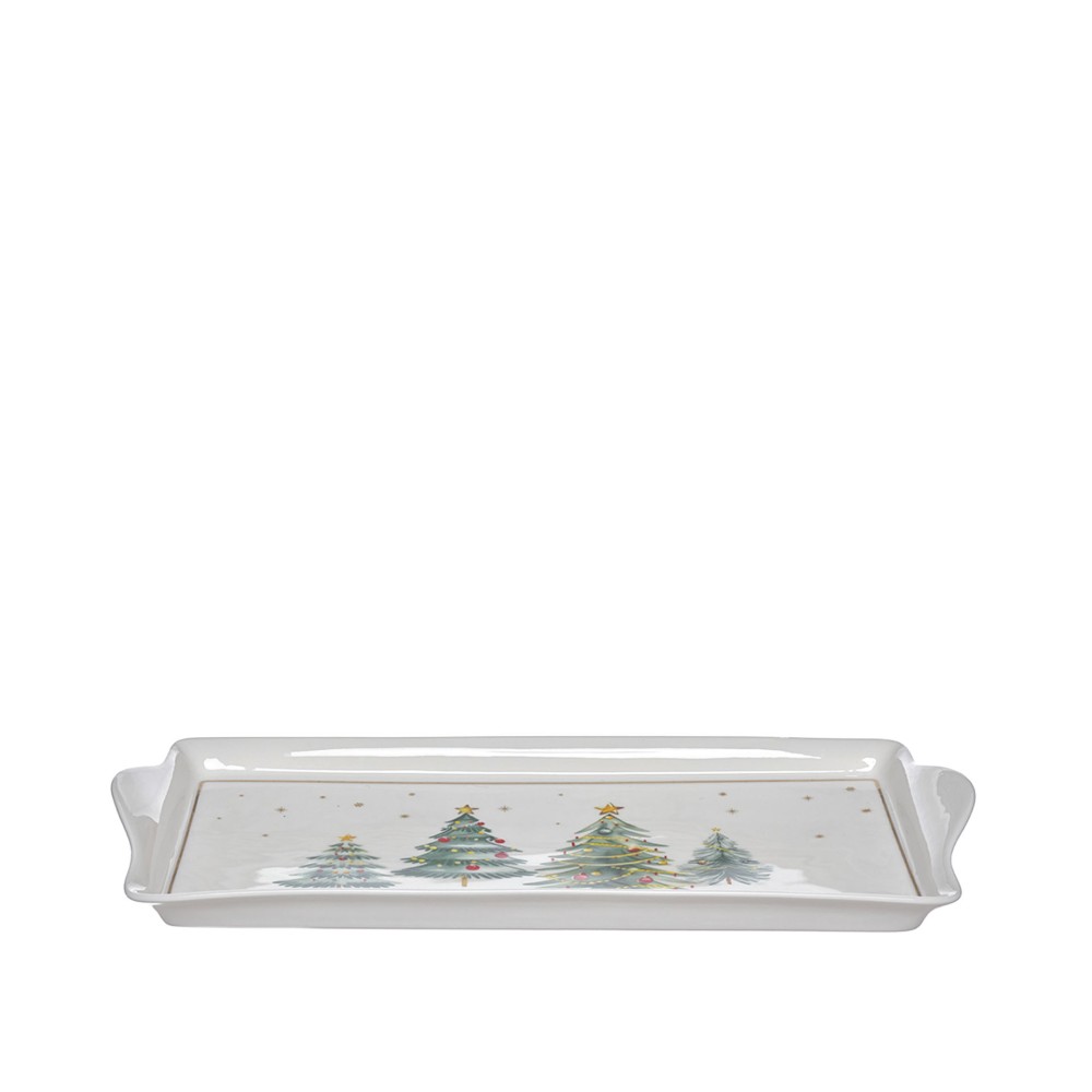 Travessa Porcelana Natal Retangular 20.5X23cm