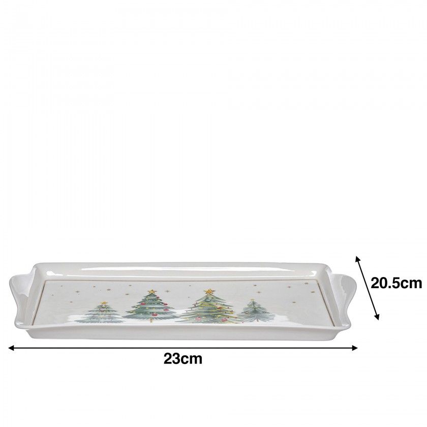 Travessa Porcelana Natal  Retangular 20.5X23cm