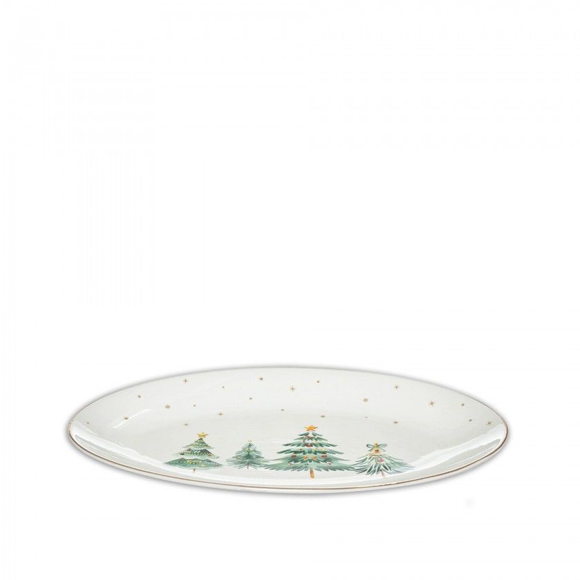 Travessa Porcelana Natal Oval 35X23.50X3cm