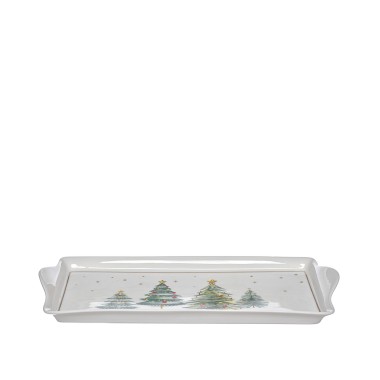 Travessa Porcelana Natal Retangular 20.5X23cm