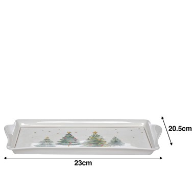 Travessa Porcelana Natal Retangular 20.5X23cm