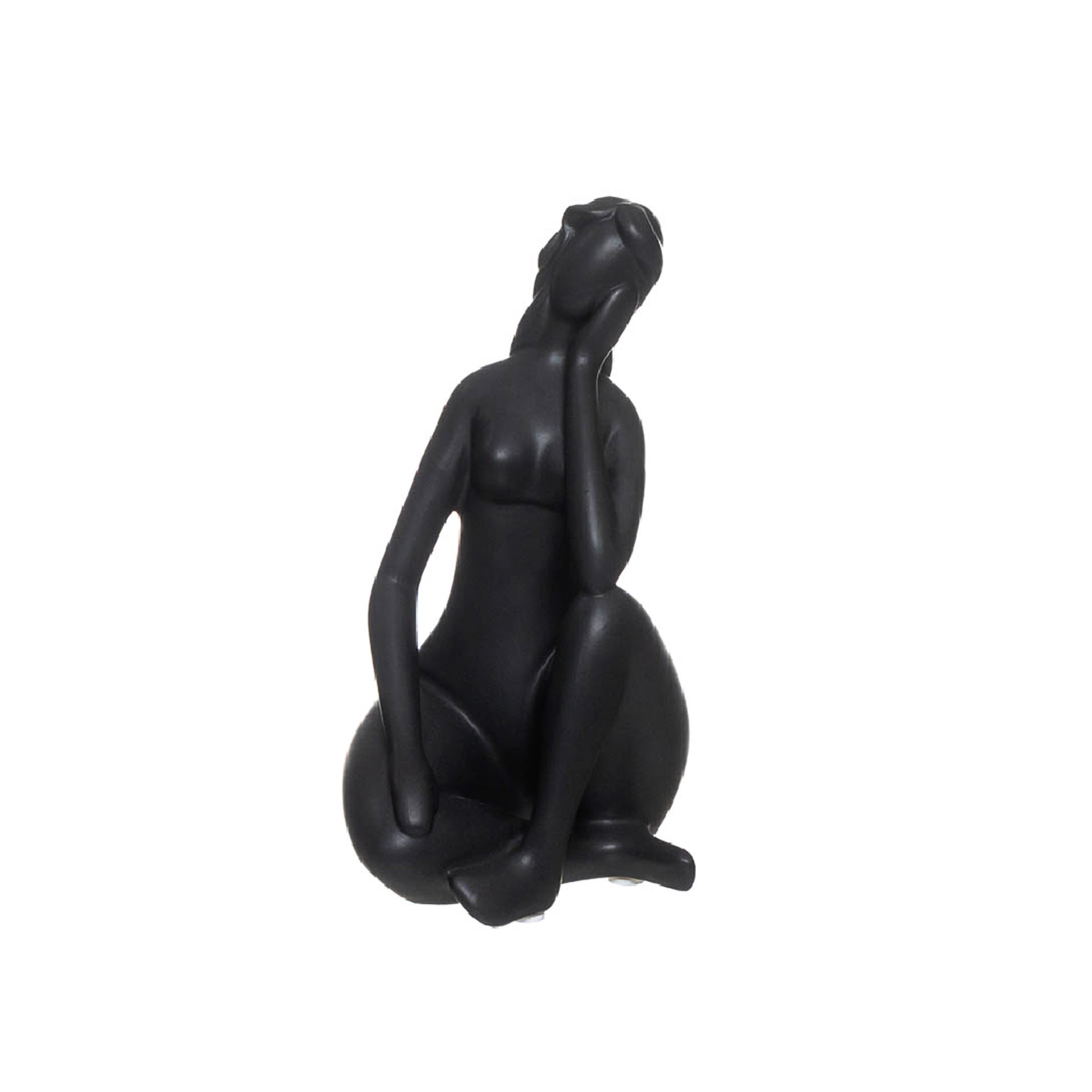 Figura Mulher Sentada Com Mão Na Cara e na Perna 12X10X19cm