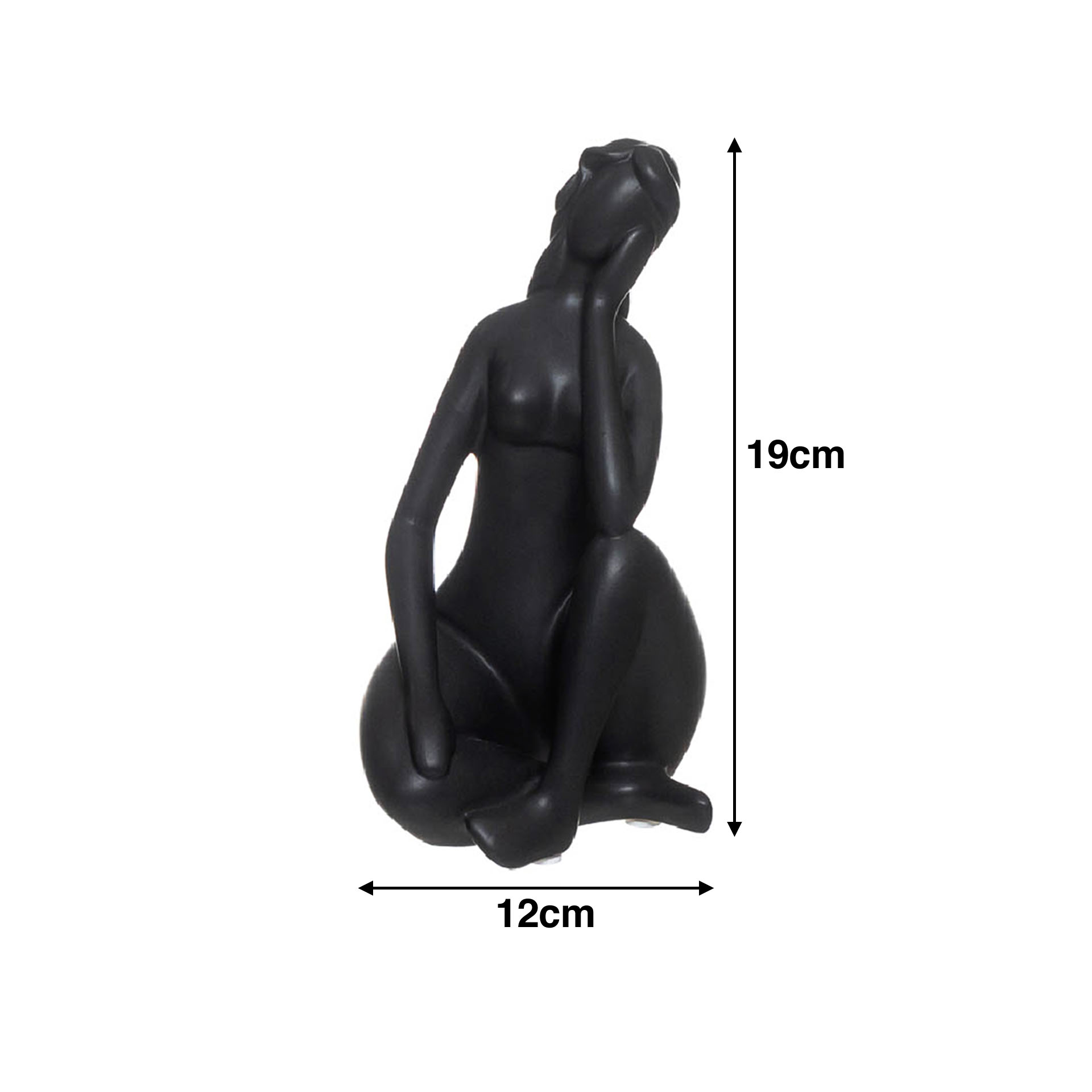 Figura Mulher Sentada Com Mão Na Cara e na Perna 12X10X19cm