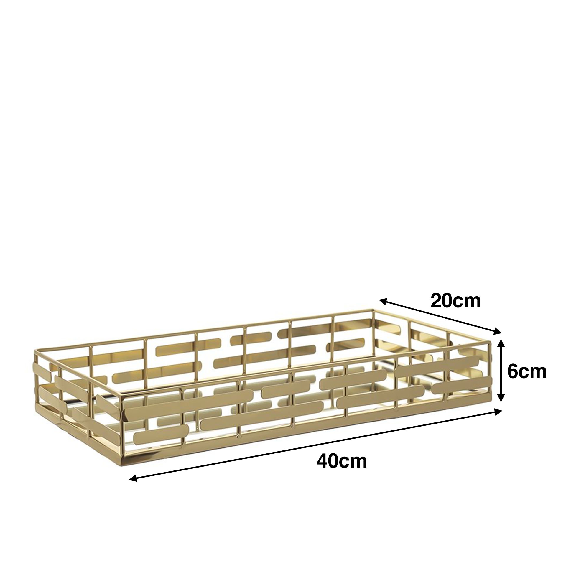 Tabuleiro Inox Espelho Dourado Retangular 40X20X6cm