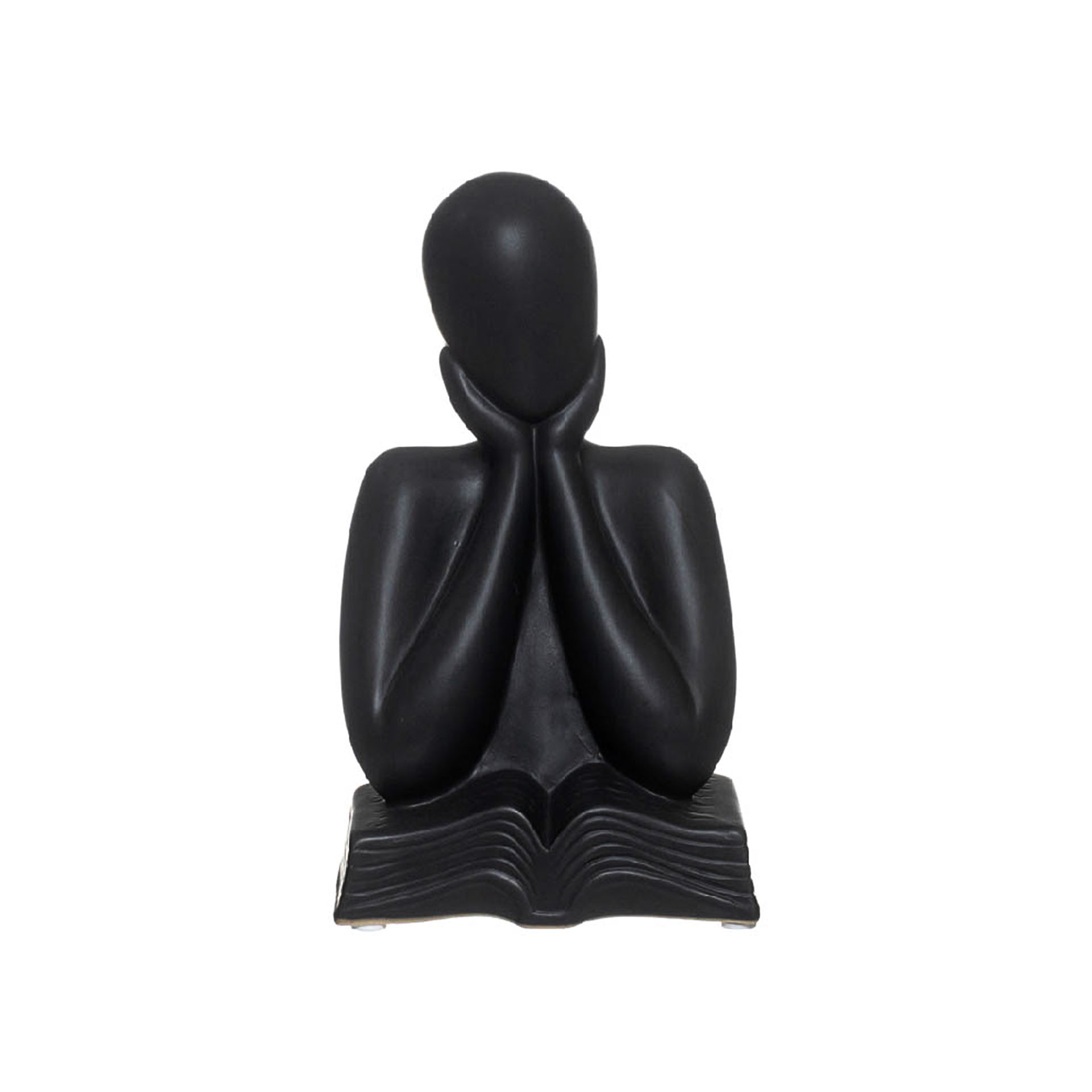 Busto Cerâmica Mulher Com Livro Preto 12X9.5X20cm