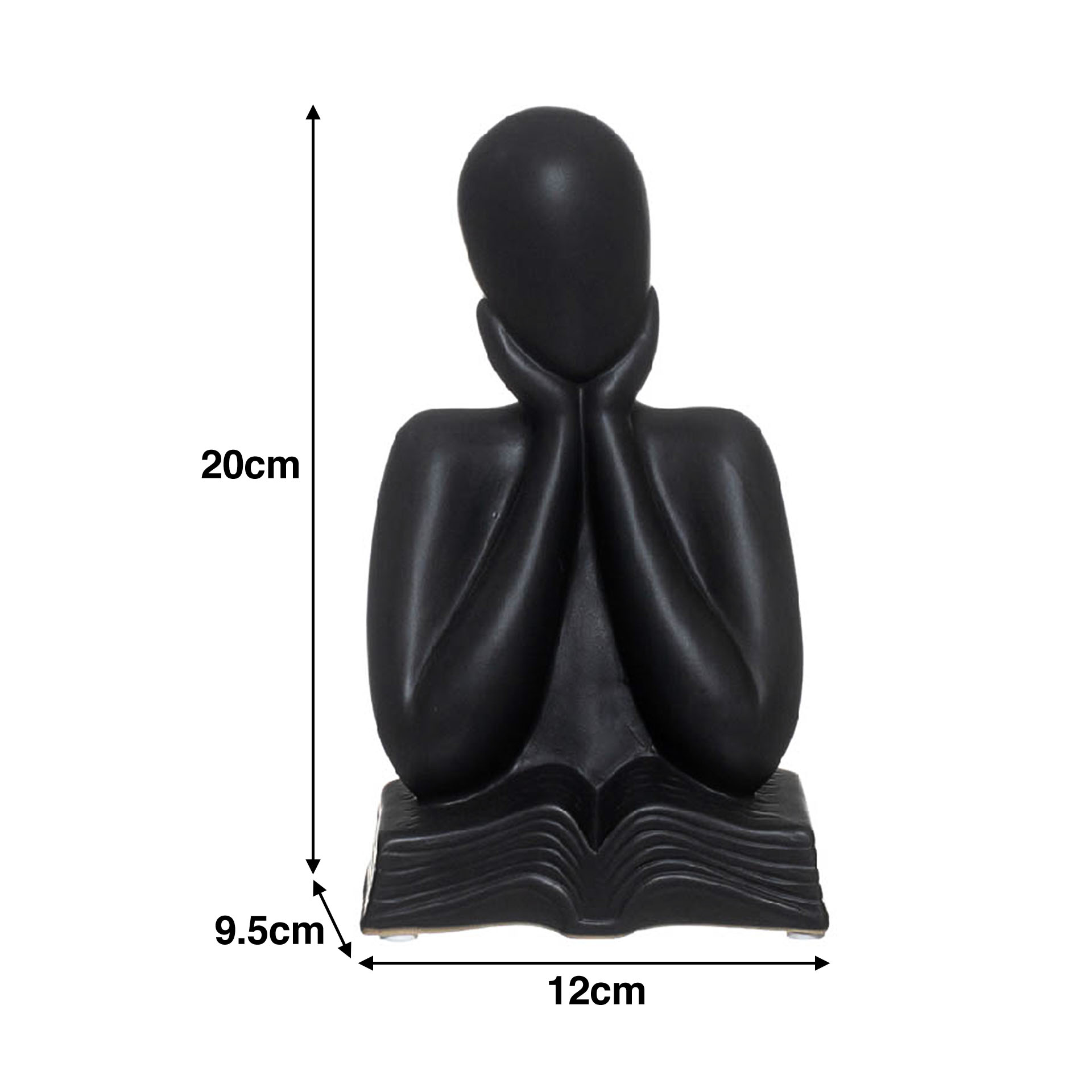 Busto Cerâmica Mulher Com Livro Preto 12X9.5X20cm