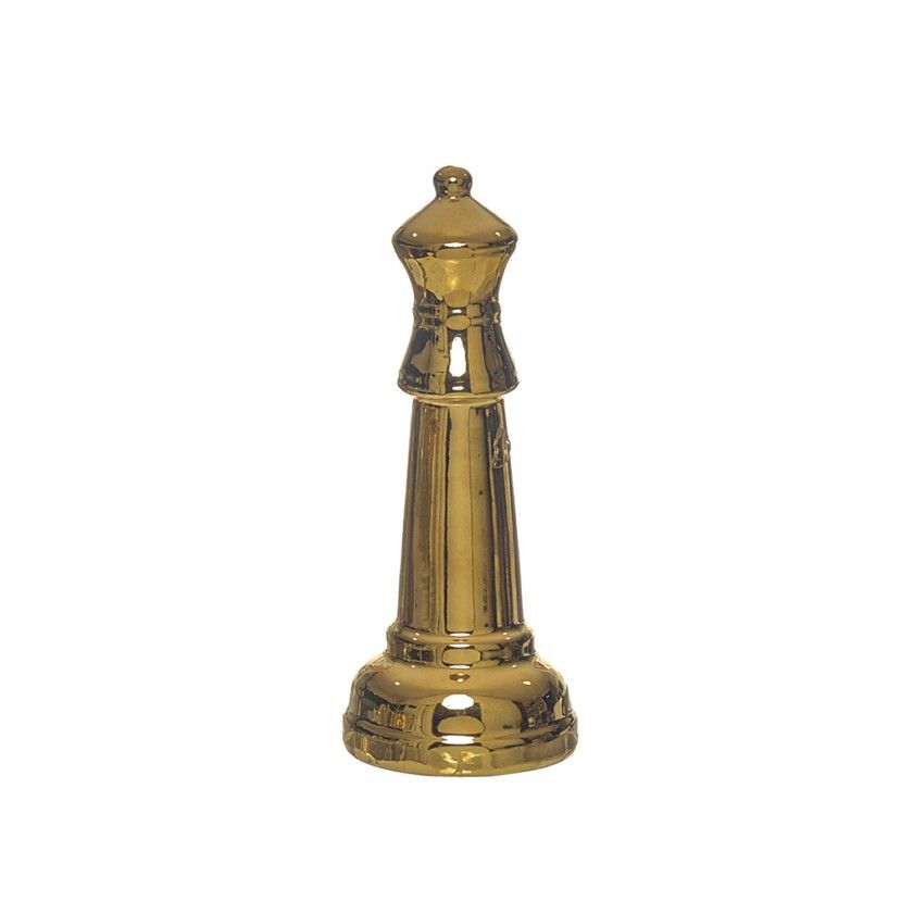 Pea Xadrez Cermica Rainha Dourado 9X9X25.5cm