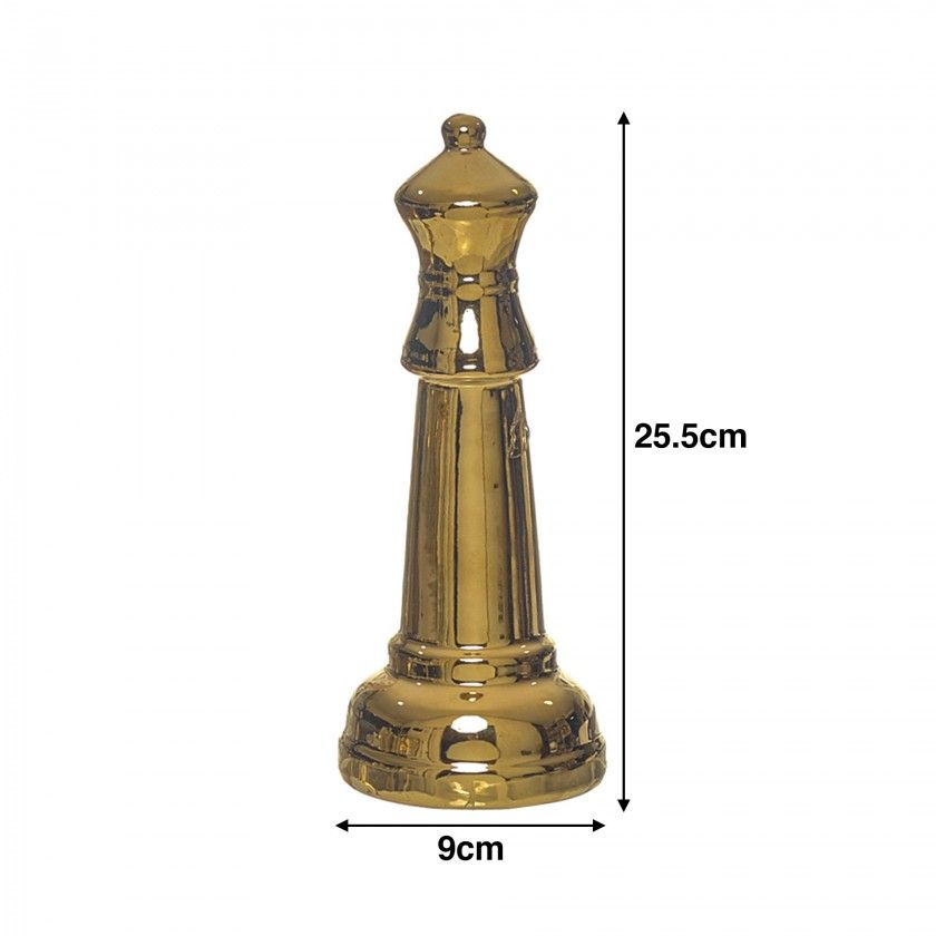 Pe�a Xadrez Cer�mica Rainha Dourado 9X9X25.5cm