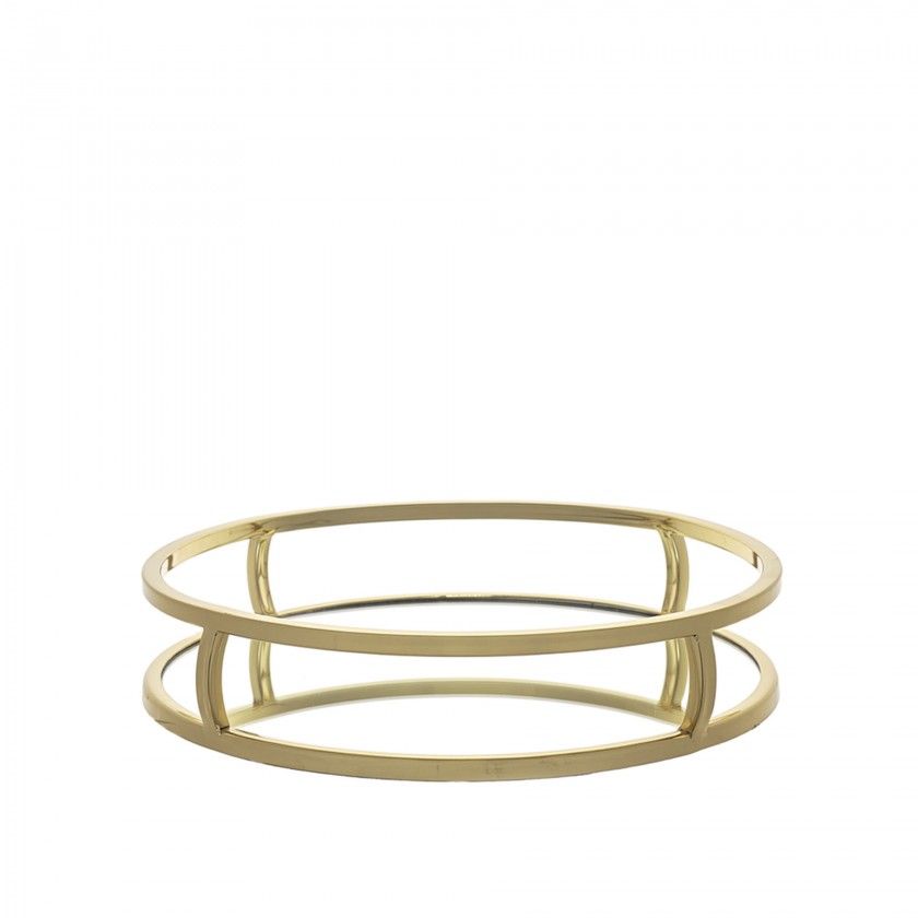 Tabuleiro Inox Espelho Dourado Redondo 33X33X6.5cm