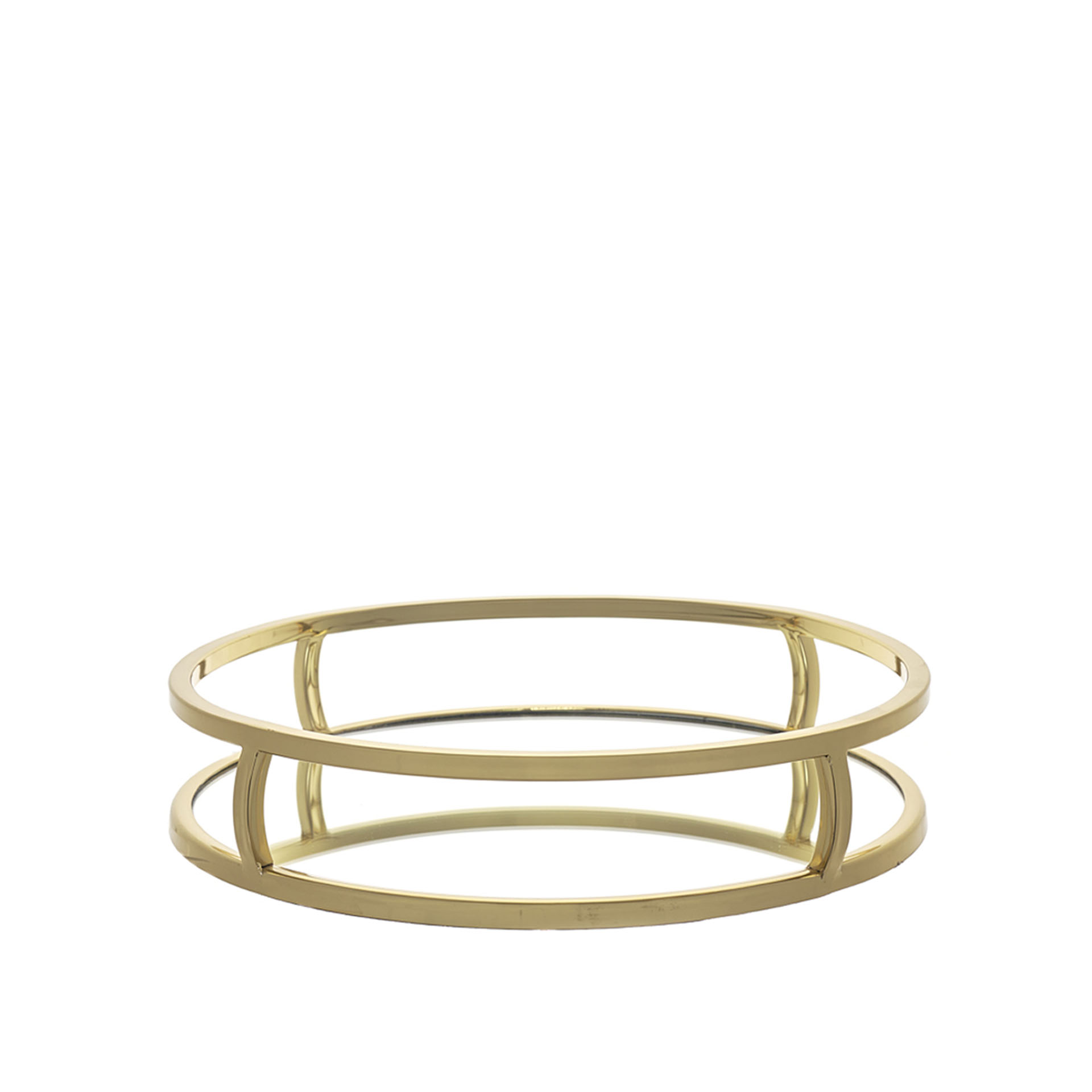 Tabuleiro Inox Espelho Dourado Redondo 33X33X6.5cm