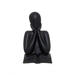 Busto Cermica Mulher Com Livro Preto 12X9.5X20cm