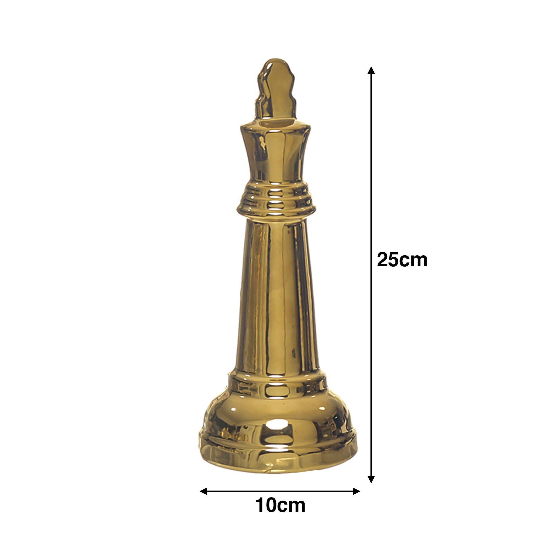 Peça Xadrez Cerâmica Rei Dourado 10X10X25cm