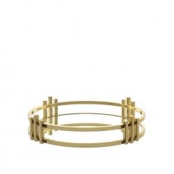 Tabuleiro  Inox Espelho Dourado Redondo 35X35X7cm