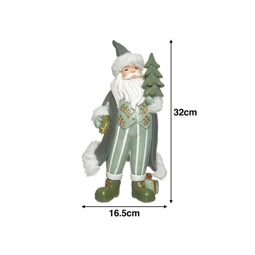 Pai Natal Poliresina Verde 16.5X14.5X32cm Pai Natal Poliresina Verde 16.5X14.5X32cm